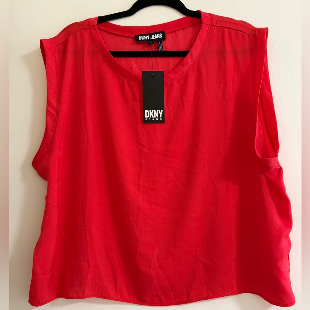 DKNY Vibrant Red Muscle Tee - Picture 1 of 6